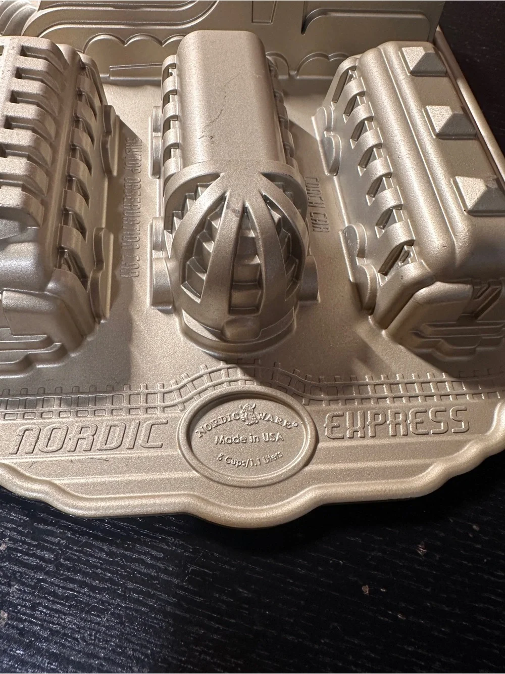 Nordic Ware Locomotive Train Cake Pan Gold Nonstick Aluminum Bakeware Mold
